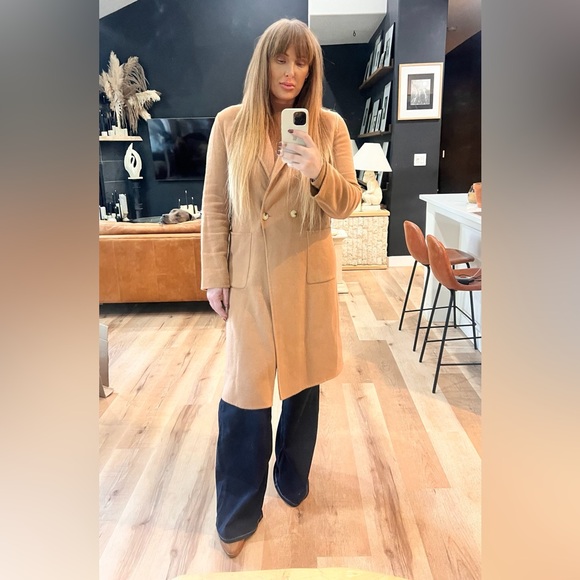 Zara tan camel wool blend coat size large - Picture 2 of 11
